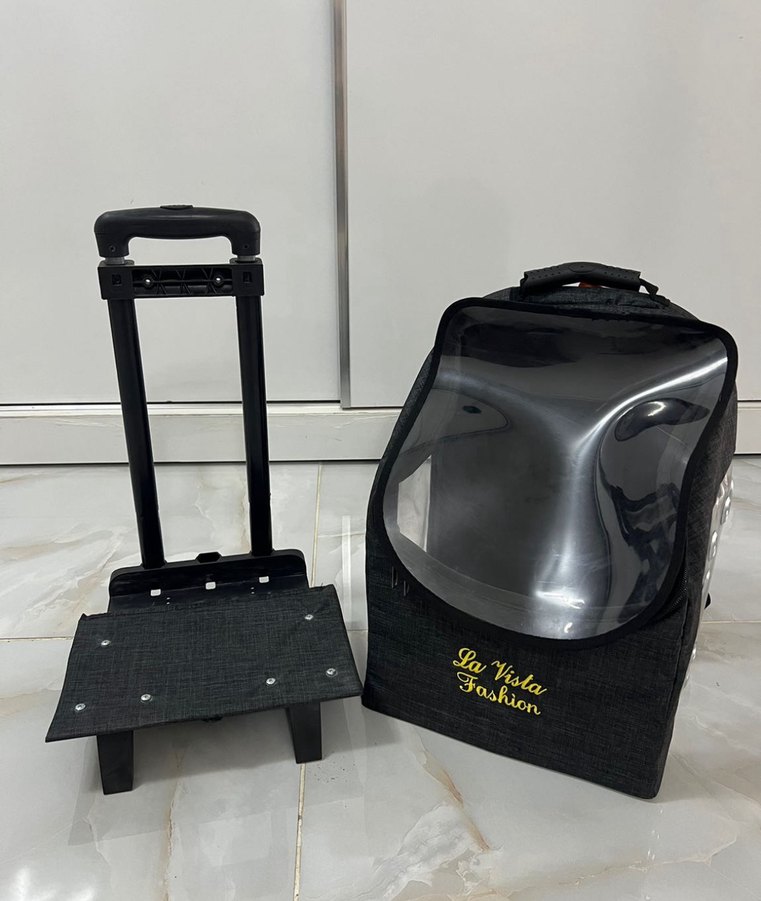 Şeffaf Kapaklı Tekerlekli Siyah Taşıma Çantası - Görsel 5