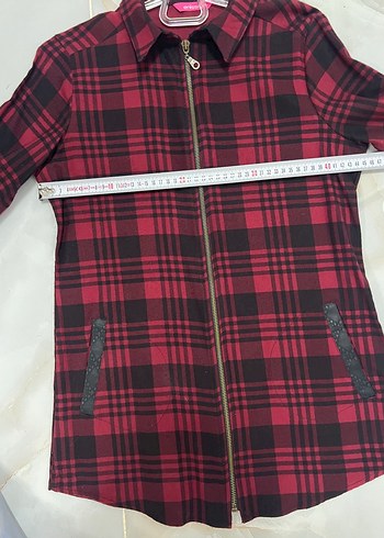 Bordo Ekose Desenli Uzun Kollu Kadın Gömlek - Görsel 4