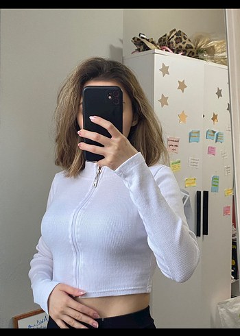 Beyaz fermuarlı crop - Görsel 2