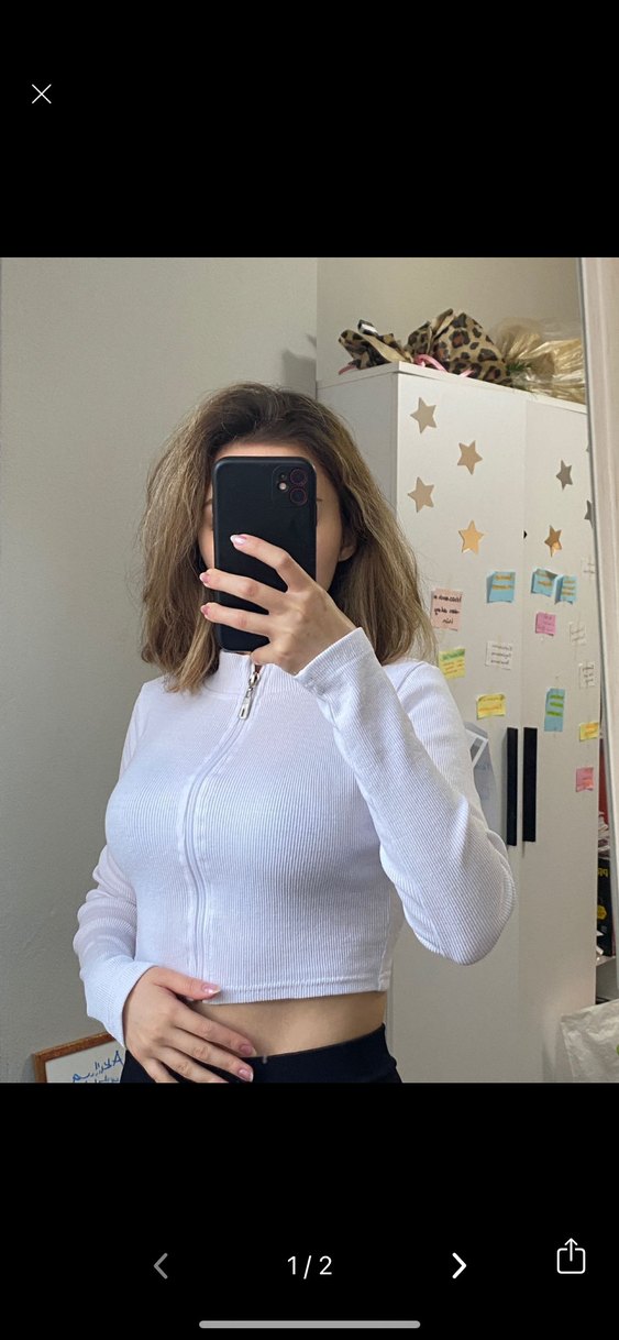 Beyaz fermuarlı crop - Görsel 2