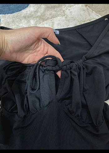 Siyah Transparan Uzun Kollu Gotik Straplez Bluz - Görsel 3