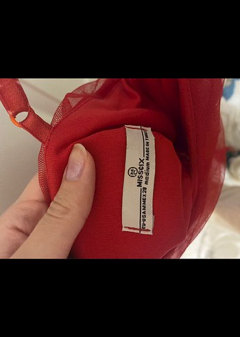 Kırmızı Mini Straplez Fırfırlı Abiye Elbise - Görsel 4