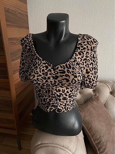 Leopar crop bluz