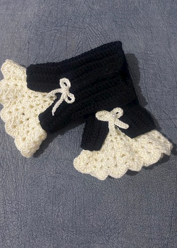 Siyah Örgü Gotik Kadın Eldivenleri - Görsel 3