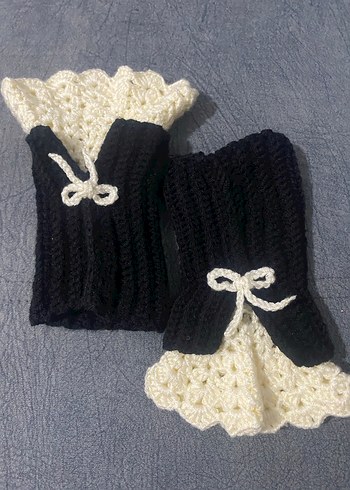 Siyah Örgü Gotik Kadın Eldivenleri - Görsel 4