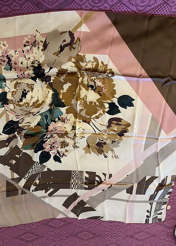 Bej İpek Dokulu Bohem Kadın Eşarp - Görsel 5