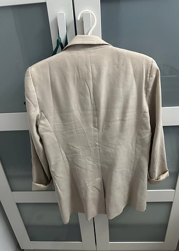 Bej Keten Kadın Blazer Ceket - Görsel 2