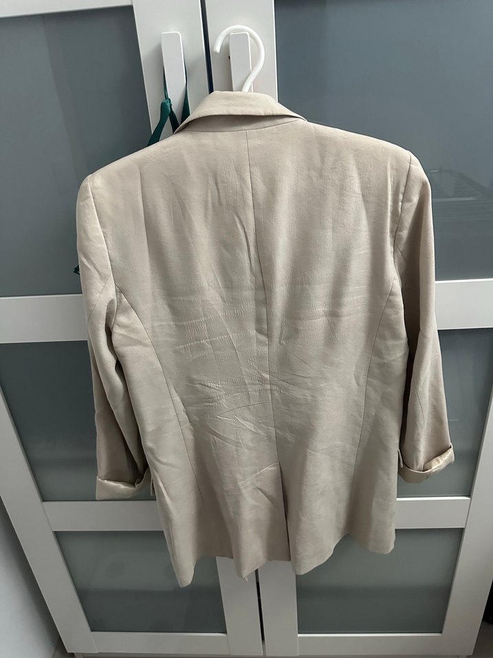 Bej Keten Kadın Blazer Ceket - Görsel 2