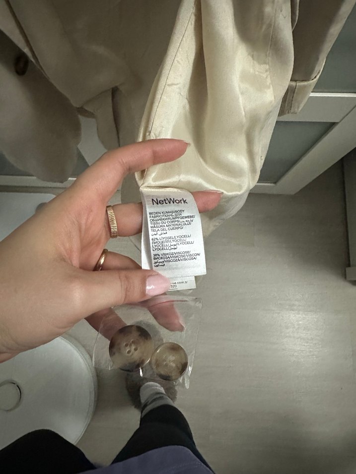 Bej Keten Kadın Blazer Ceket - Görsel 3