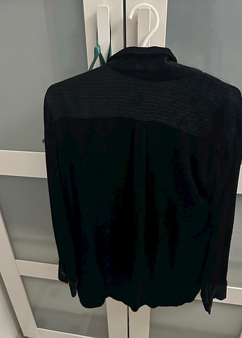 Düğmeli Siyah Keten Kadın Gömlek - Görsel 3