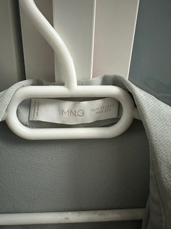 Gri saten Kadın Gömlek - Görsel 2