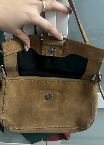 Kahverengi Süet Kadın Omuz Çantası - Görsel 3