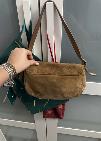 Kahverengi Süet Kadın Omuz Çantası - Görsel 4