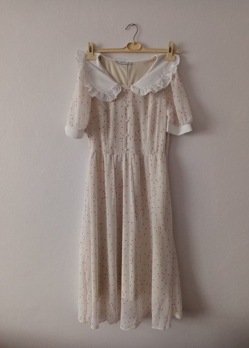 s Beden Bej Vintage Midi Elbise