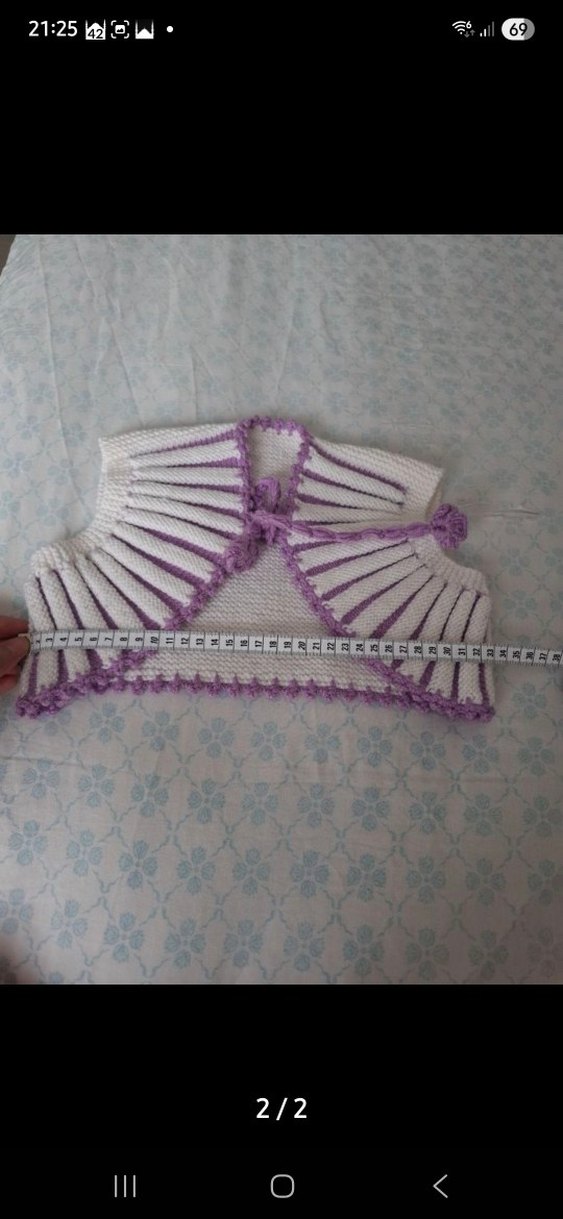 Kız Çocuk Lila Triko Bolero el örgüsü - Görsel 2