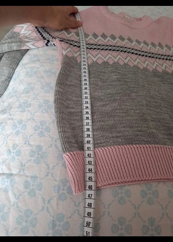 Gri Nakışlı kız cocuk Triko Kazak - Görsel 3