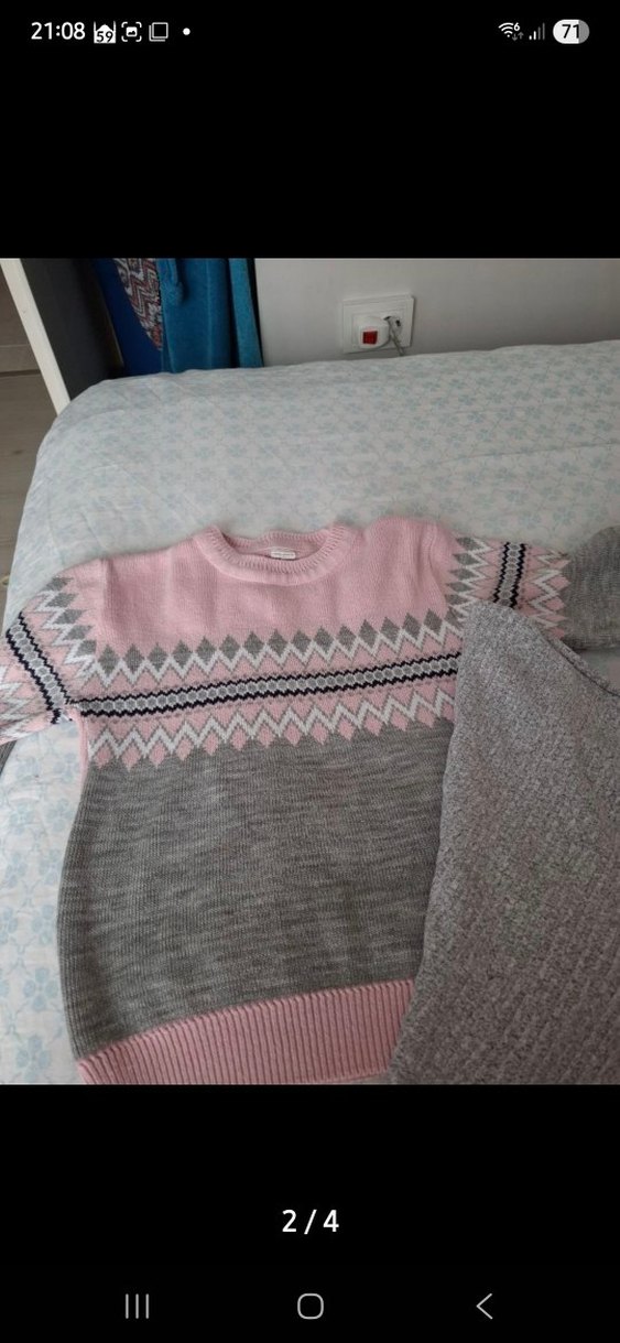 Gri Nakışlı kız cocuk Triko Kazak - Görsel 2