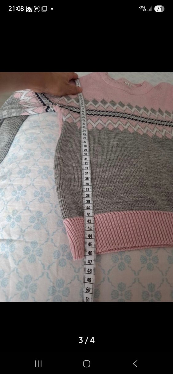 Gri Nakışlı kız cocuk Triko Kazak - Görsel 3