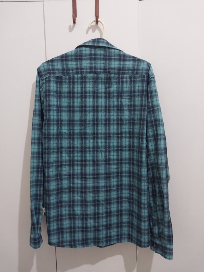 Mavi Gri Kareli Uzun Kollu Erkek Gömlek - Görsel 3