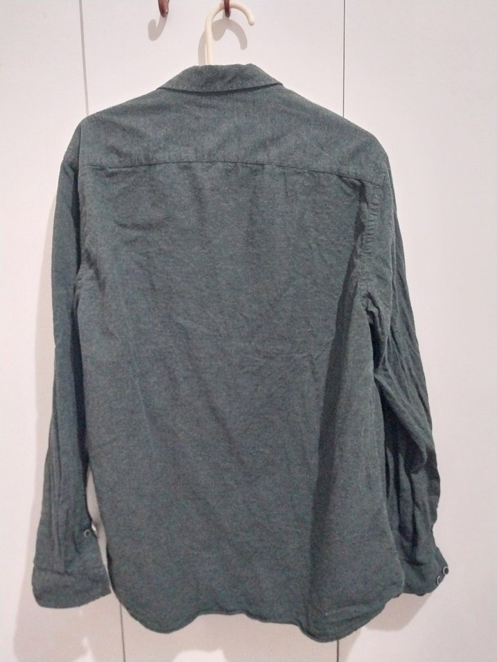Gri Keten Erkek Gömlek Uzun Kollu - Görsel 2