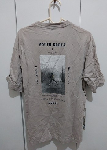 Erkek Bej Keten Kısa Kollu Tişört - Görsel 3