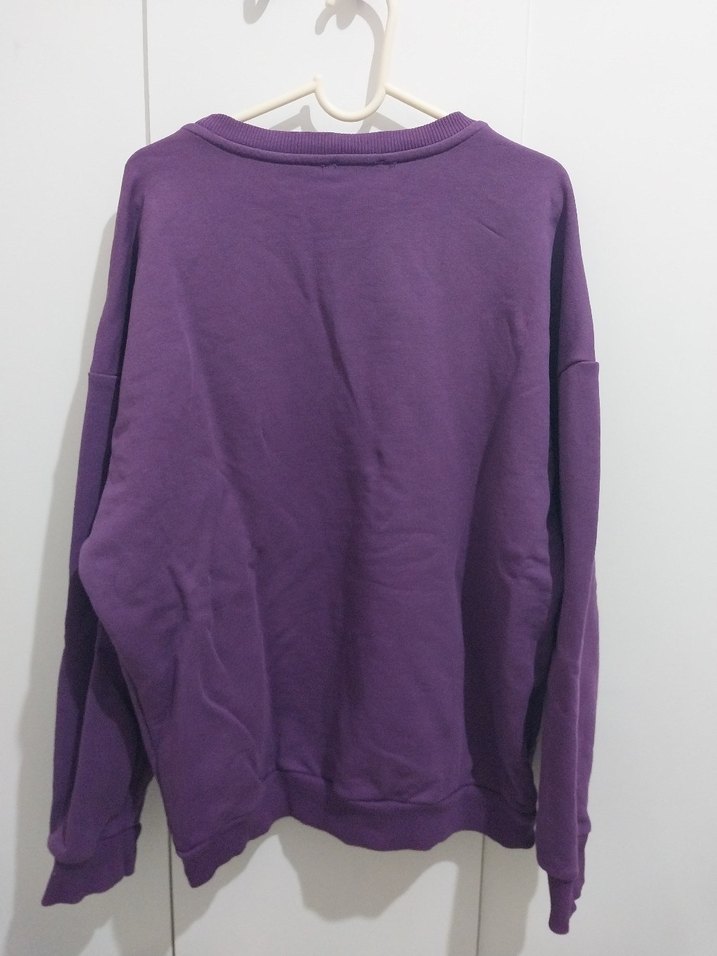 Mor Kadın Sweatshirt Uzun Kollu Salaş Kesim - Görsel 2