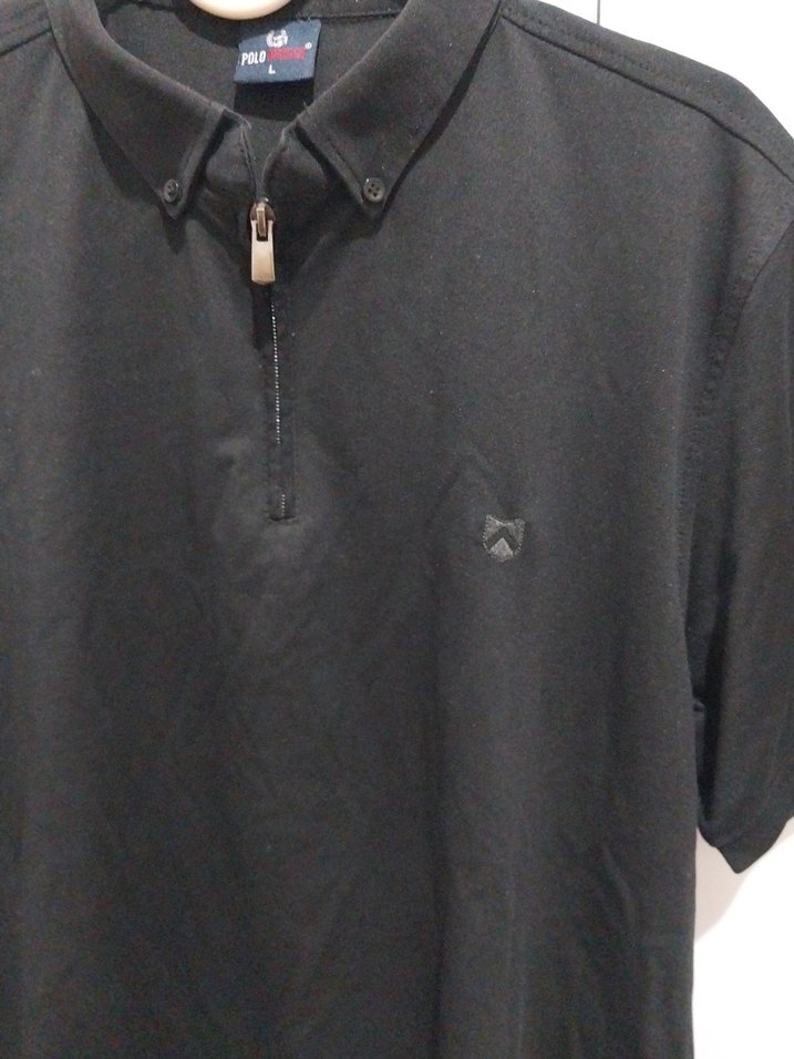 Fermuarlı Siyah Erkek Polo Tişört - Görsel 3