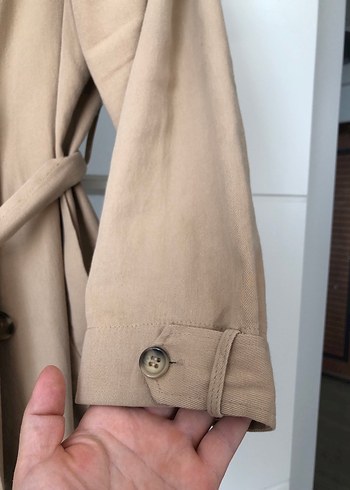 42 Beden camel Renk Camel Kemerli Kadın Trençkot