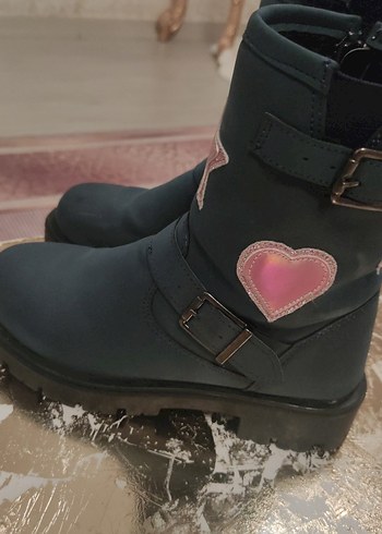 Kız Çocuk Pembe Tokalı Biker Botlar - Görsel 2