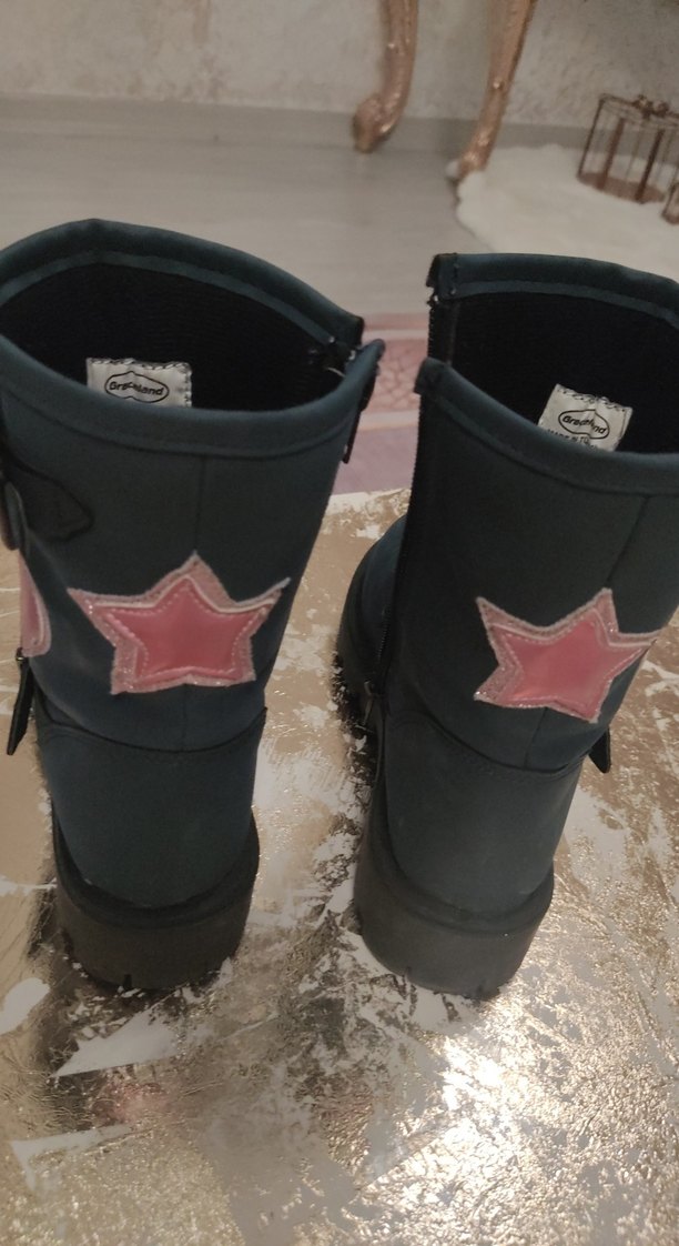 Kız Çocuk Pembe Tokalı Biker Botlar - Görsel 3