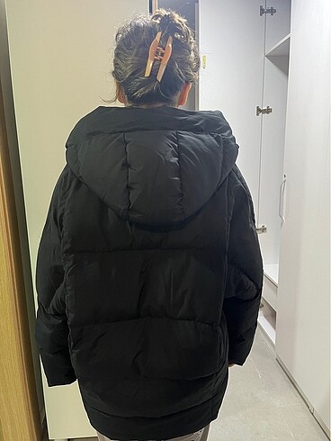 38 Beden siyah Renk Şişme oversize mont