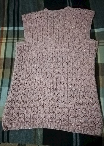 V Yaka Örgü Kadın Yelek - Görsel 2