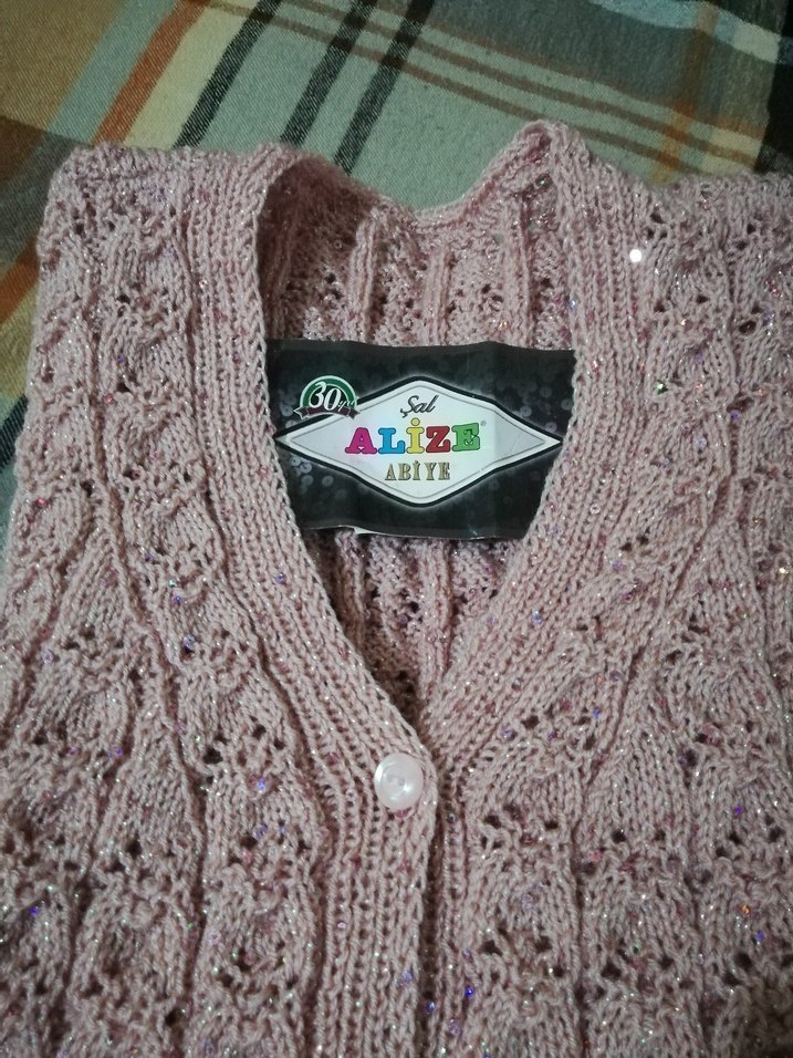 V Yaka Örgü Kadın Yelek - Görsel 3