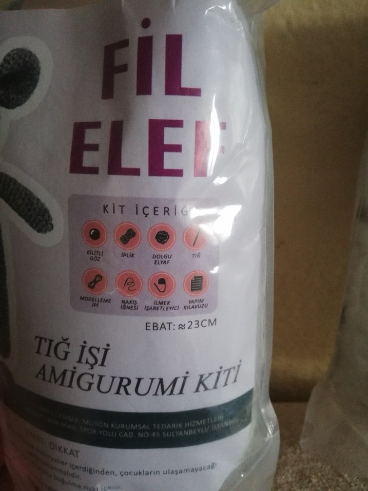 Gri Amigurumi Fil Kit - Görsel 3