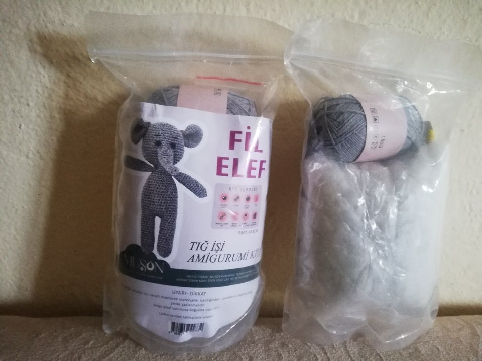 Gri Amigurumi Fil Kit - Görsel 2