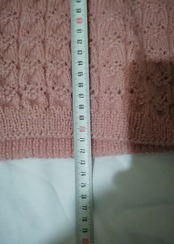 Pembe V Yaka Örgü Kadın Yelek - Görsel 3