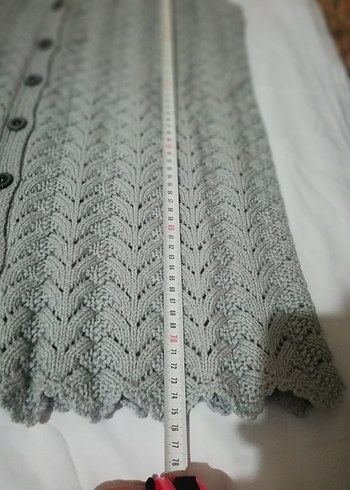 Gri V Yaka Örgü Kadın Yelek - Görsel 3