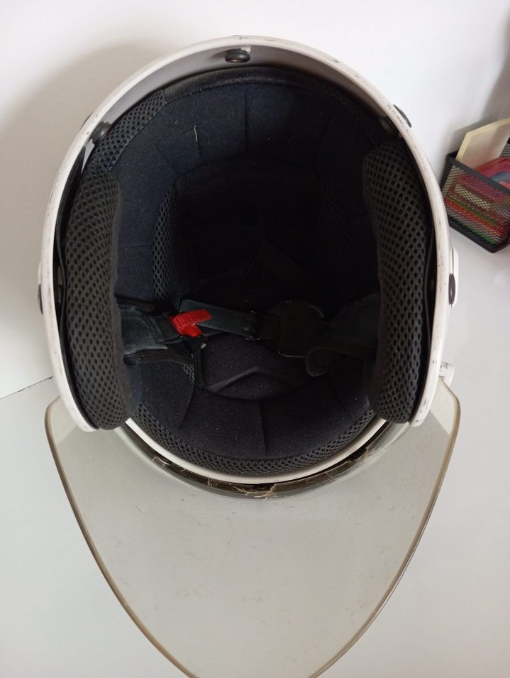 Diger Beyaz Buckled Motor Kask - Görsel 4