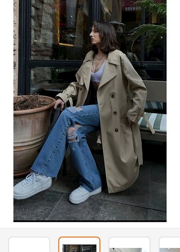 Trendyol & Milla Bej Kadın Trençkot, Kemerli, Regular Fit