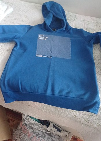 Mavi Kapüşonlu Erkek Sweatshirt - Görsel 6