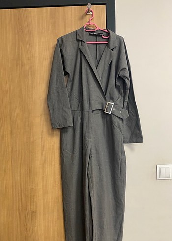 Gri Kemerli Kadın Keten Takım Elbise - Görsel 7