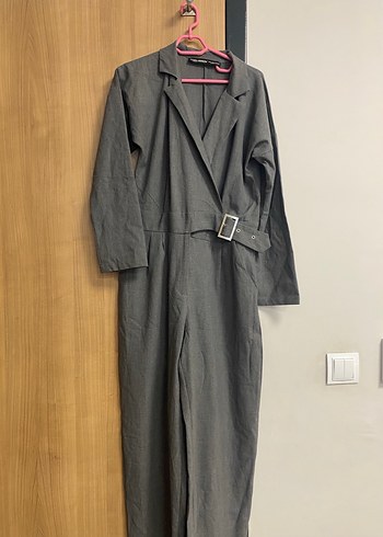 Gri Kemerli Kadın Keten Takım Elbise - Görsel 6