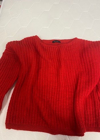 Kırmızı Örgü Kadın Kazak, Uzun Kollu - Görsel 4