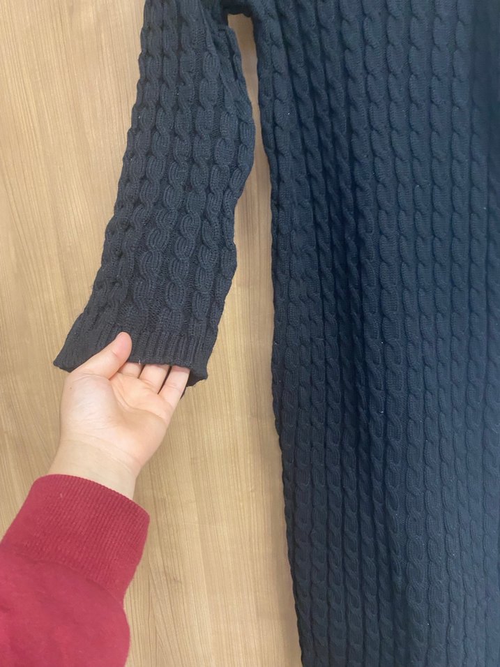 Kadın Siyah Örgü Uzun Kollu Kazak - Görsel 2