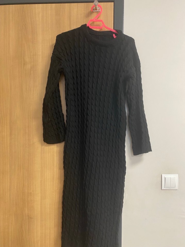 Kadın Siyah Örgü Uzun Kollu Kazak - Görsel 4