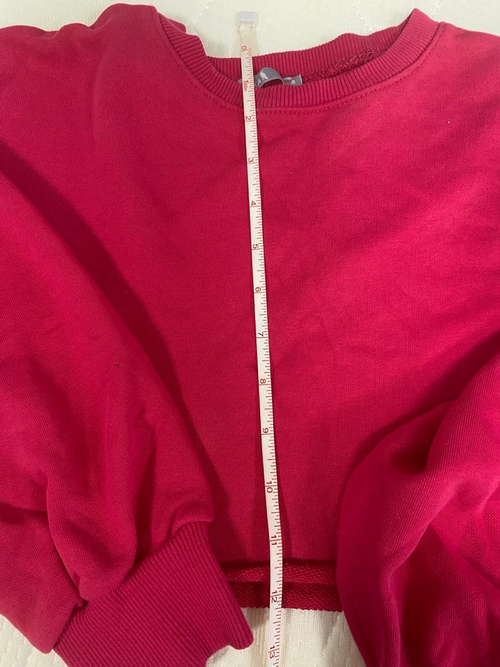 Kırmızı Kadın Sweatshirt, Bisiklet Yaka, Salaş - Görsel 5