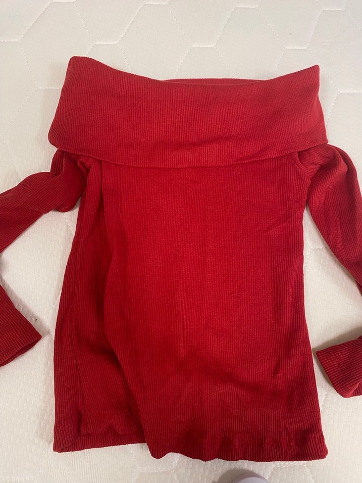 Koyu Kırmızı Kadın Triko Boğazlı Kazak - Görsel 5