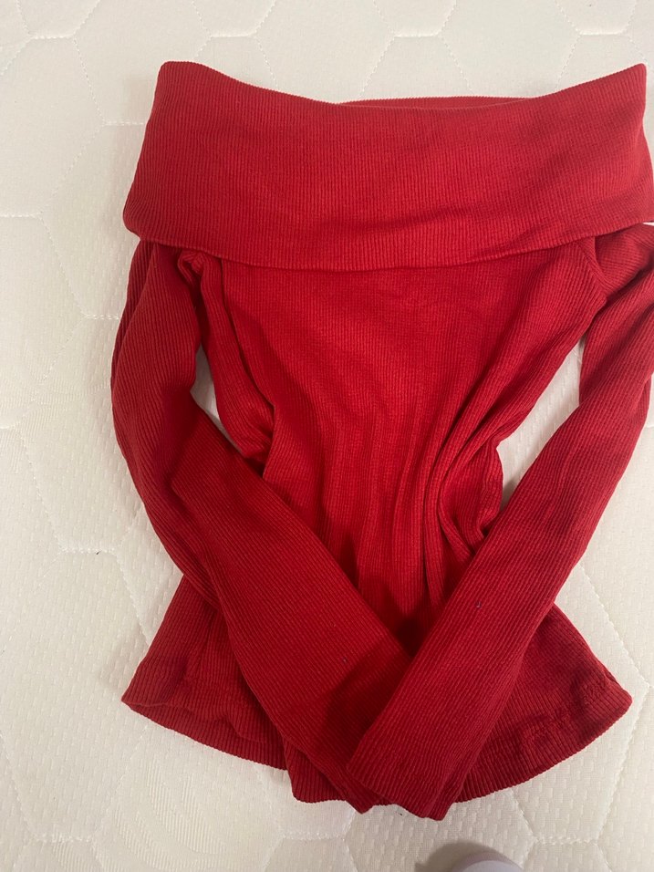 Koyu Kırmızı Kadın Triko Boğazlı Kazak - Görsel 3