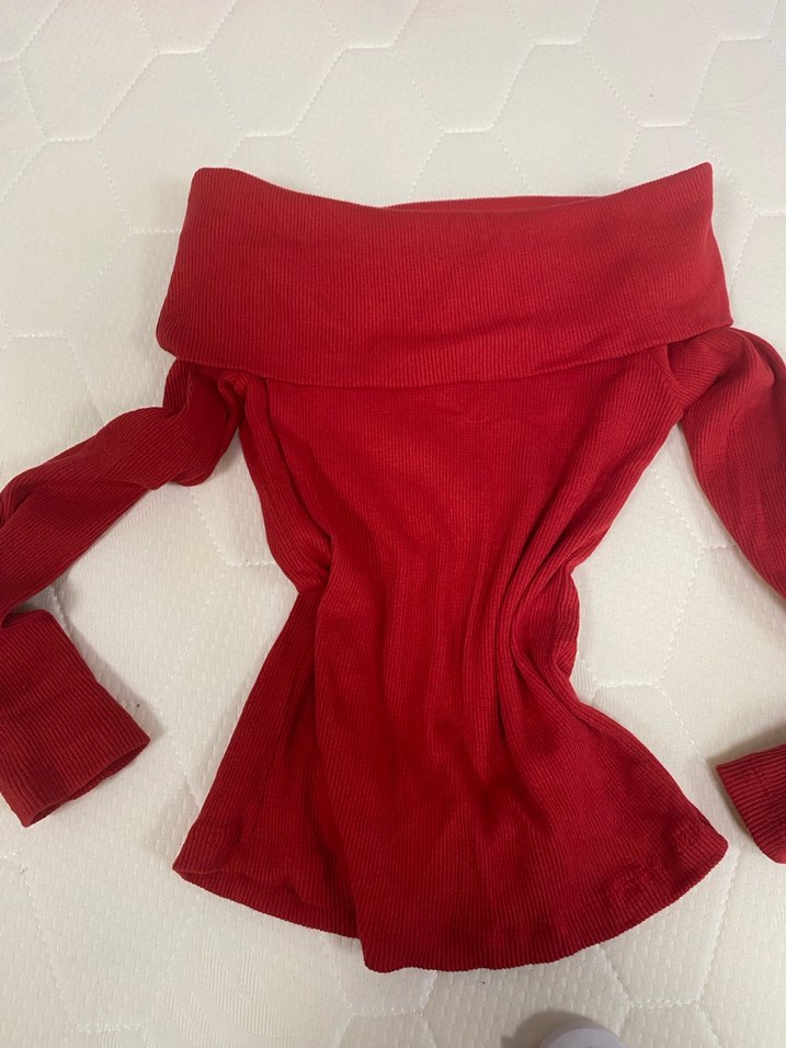 Koyu Kırmızı Kadın Triko Boğazlı Kazak - Görsel 4