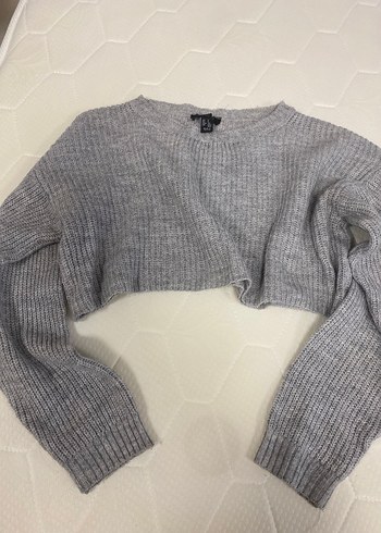 Gri Örgü Kadın Uzun Kollu Salaş Kazak - Görsel 5